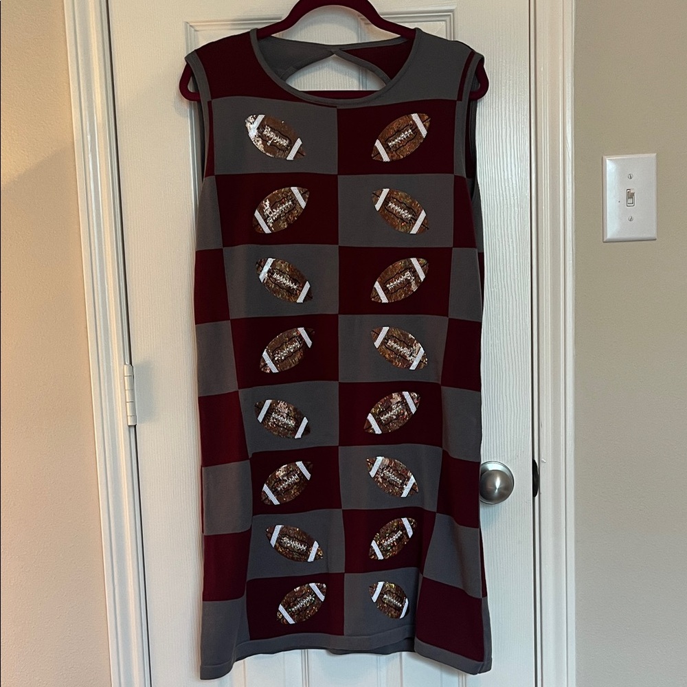 NWOT Queen of Sparkles Football Checkered Dress - Picture 3 of 12